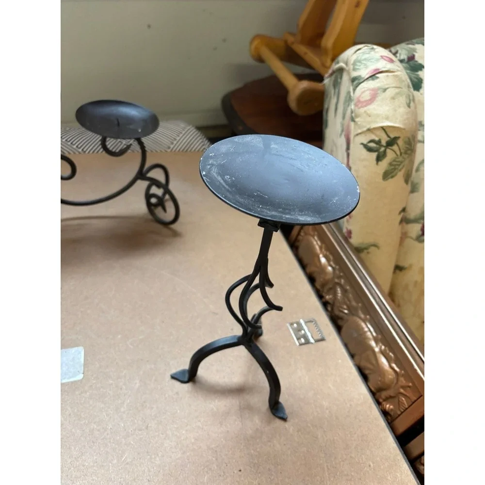 Wrought Iron Table Top Pillar Candle Holders, Set Of 4 Pieces